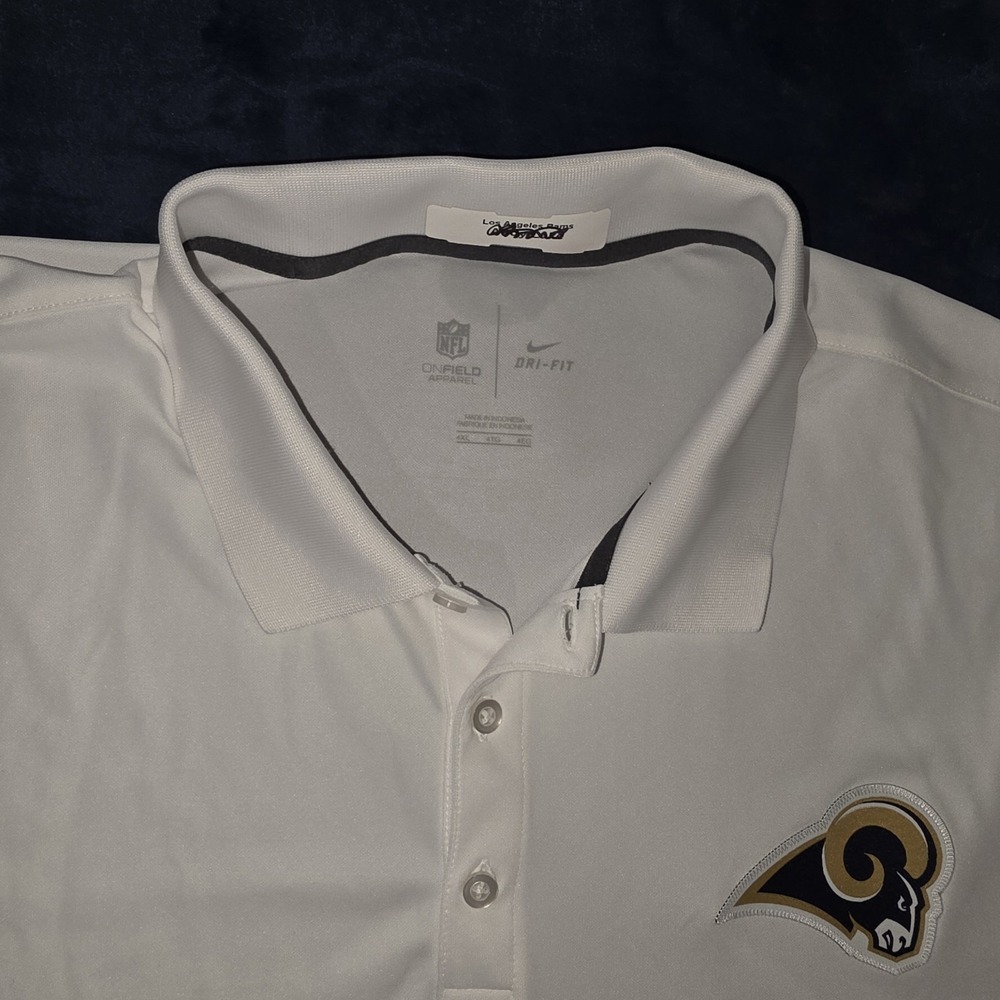 Nike Dri Fit Los Angeles Rams Team Issued White Polo Size 4XL On Field